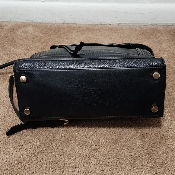 Rebecca Minkoff Bree MD Top Zip Satchel Black Pebbled Leather Purse Handbag - Picture 7 of 13